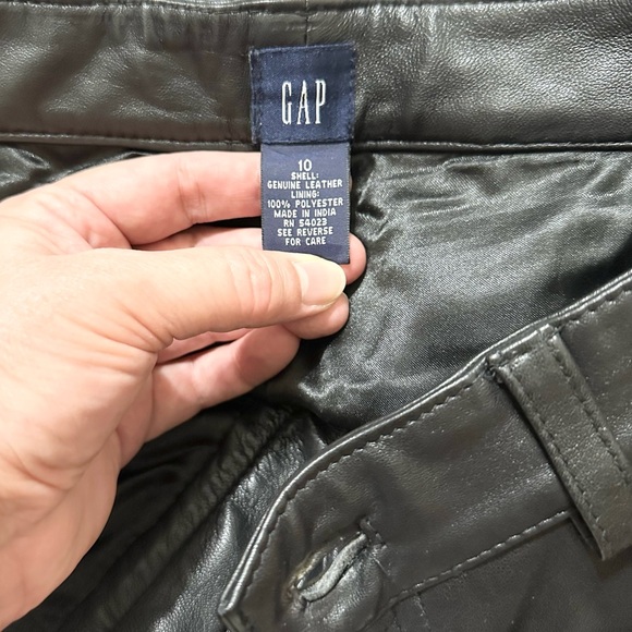 Vintage 90’s Gap Women’s Black Leather High Rise Straight Leg Pants, Rare - 10 - Picture 9 of 10